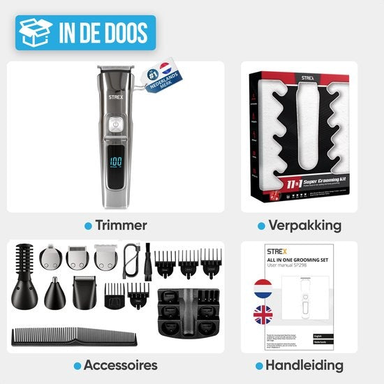 Strex Bartschneider - 14 in 1 Set - Kabellos & Wasserfest - Multigroomer / Bodygroomer / Trimmer