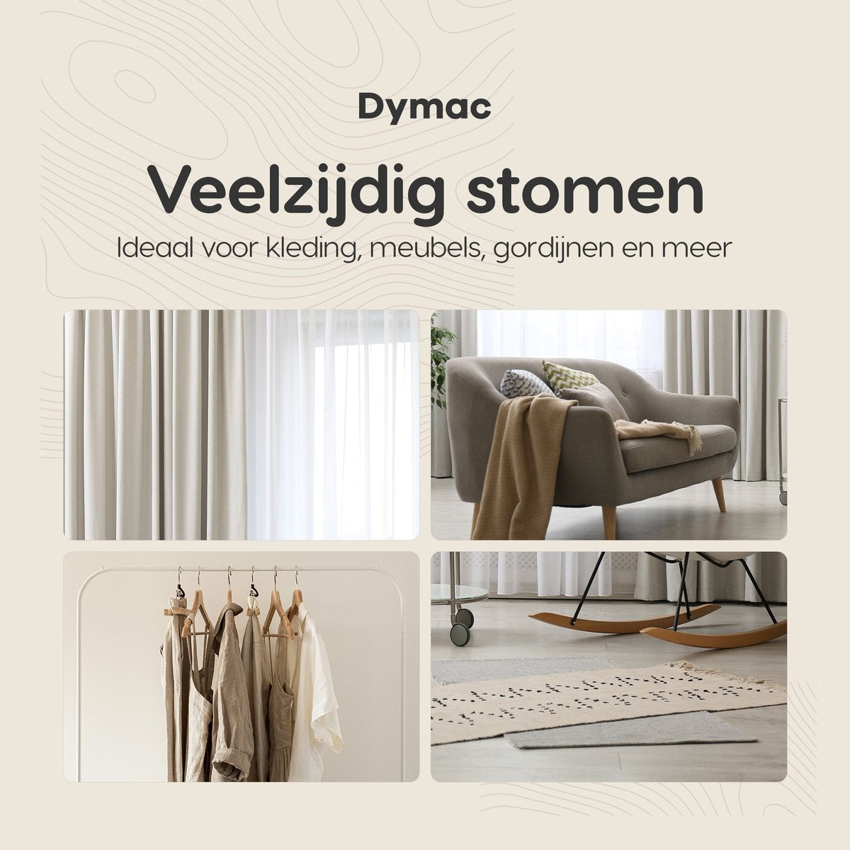 Dymac SilkSteam Fusion Wäschedampfer - Dampfreiniger - Kleider- und Möbeldampfer - Handdampfer - Wäschedampfer - mit Fusselbürste