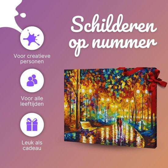 Rubye® Malen nach Zahlen Erwachsene - Romantischer Park - Inklusive Farbe und Pinsel - Leinwandmalerei - Farbe nach Zahlen - 40x50cm
