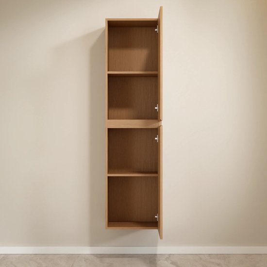 Mirlux Badezimmerschrank Ruvo – 150 cm – Helle Eiche – Hängender Hochschrank mit 2 Türen