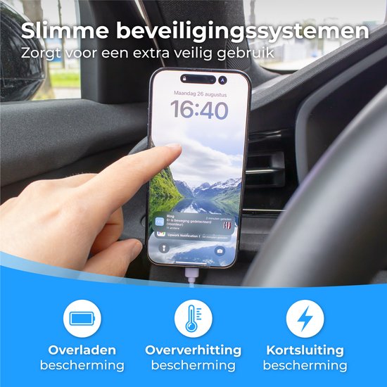 Nuvance - Auto-Telefonhalterung - Geeignet für MagSafe iPhone 12/13/14/15 - Telefonhalterung mit drahtlosem Ladegerät - Magnetische Autohalterung - Weiß