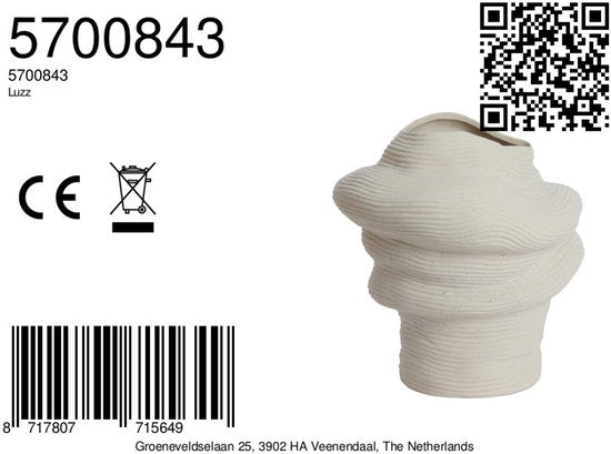 Light & Living Vase Luzz aus Keramik, 34cm - Matt Creme