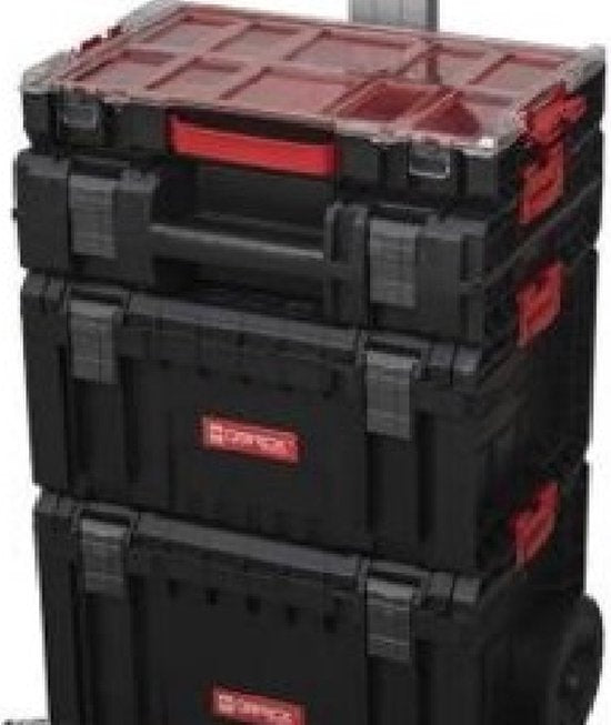 QBRICK System PRO Set 5v1 - Wagen, Werkzeugkasten, Werkzeugkasten, Organizer 100 und Organizer Multi - Schwarz