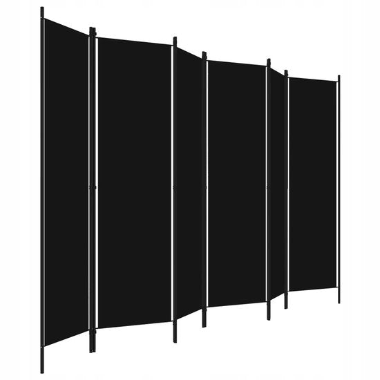 Schwarzer Paravent – 6-teilig – 300 x 180 cm – Raumteiler
