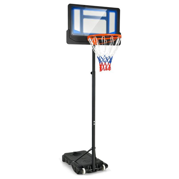 Verstellbarer Basketballständer - 154-210 cm hoch - mit stabilem Standfuß und Rädern - für Kinder und Erwachsene geeignet - Blau