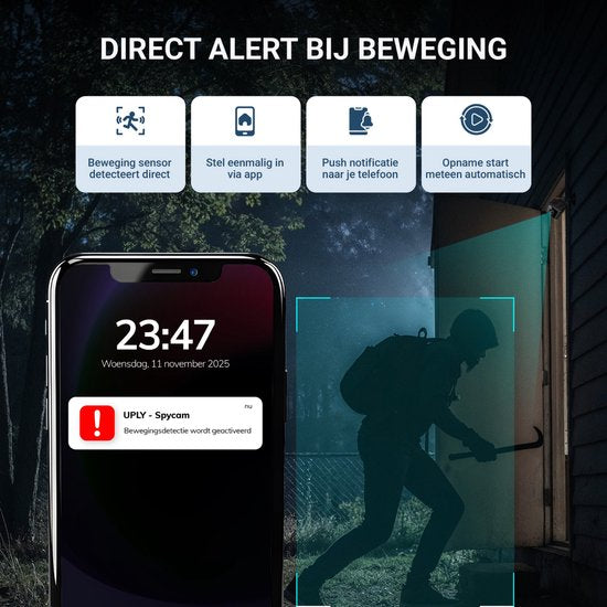 UPLY Spionagekamera – Versteckte Kamera – 64 GB SD-Karte – Versteckte Minikamera – Spionagekamera – WLAN 1080p – Nachtsicht, Bewegungserkennung – Mit App – Drahtlos – Kleine Spionagekamera