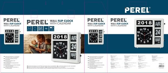 Perel Wanduhr mit Flipchart Kalender - 31 X 31 Cm - Französisch