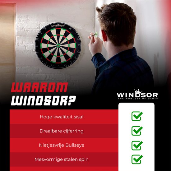 WINDSOR Dartbord - met Accessoires - Blade Wire - Sisal - Dartboard - Cavalier 6