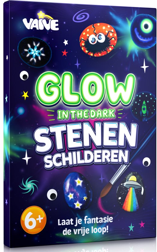 Vaive Steinmalerei 61-teilig - Glow in the Dark Happy Stones - Basteln - Bastelpackung für Mädchen & Jungen - Bastelpackungen