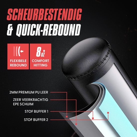 Inventus Boxsack Standing - 185 cm - Standing Boxing Pole - mit Wasser / Sand füllen - Boxen und Training - Schwerer Boxsack - Erwachsene - Schwarz