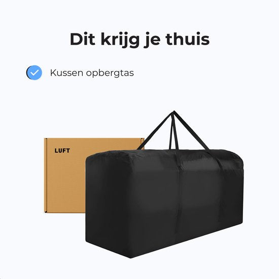 Kissensack für Gartenkissen XXL - Gartenmöbelhülle - Gartenmöbel-Aufbewahrungshülle - Wasserdichte Schutzhülle - Abdeckungen für Gartenmöbel - UV-Schutz - Wetterfest - Schwarz