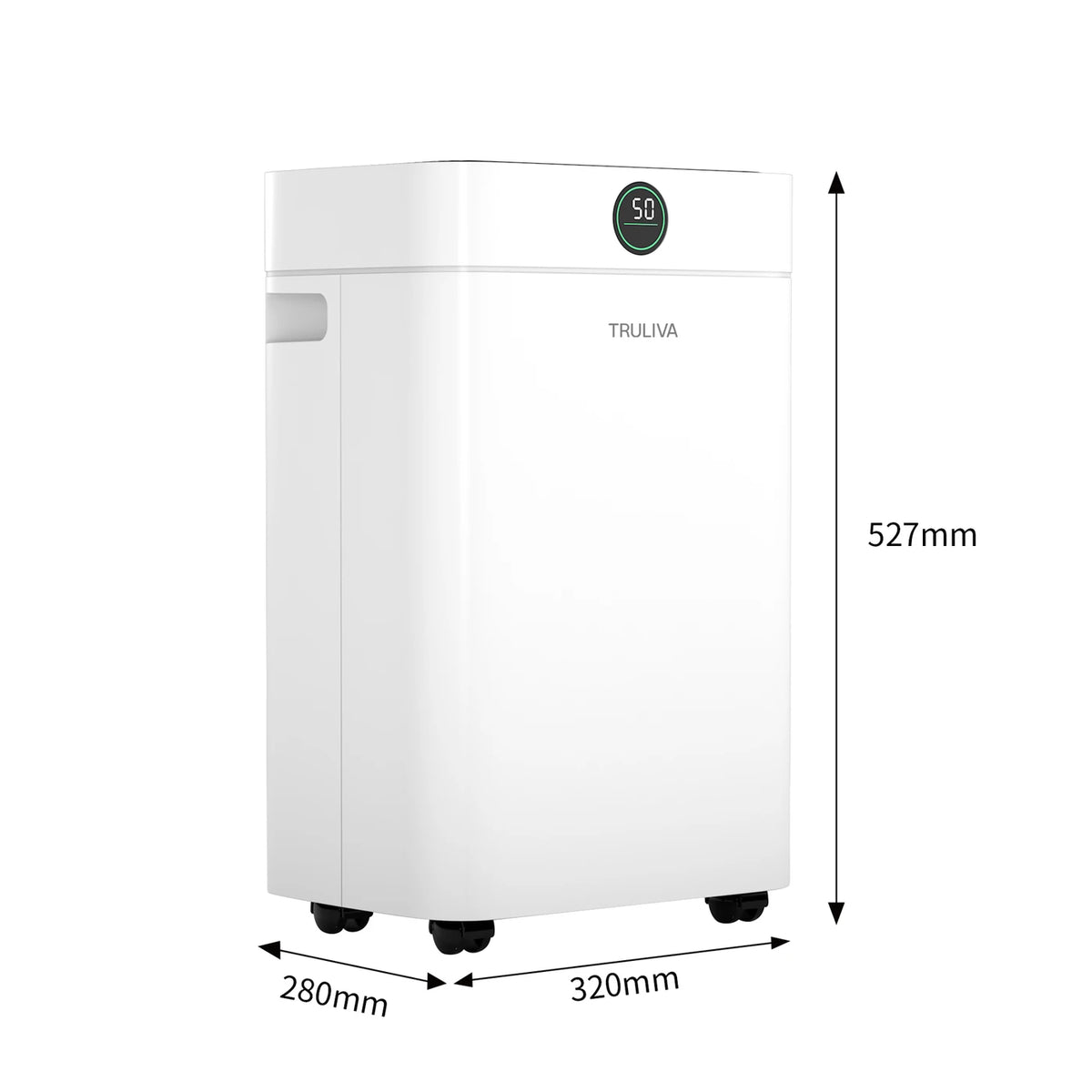 Truliva Luftentfeuchter 25 l/Tag – Wäschetrocknungsfunktion – Auto-Defrost – R290 – 2,8-Liter-Wassertank – 32 x 28 x 52,7 cm