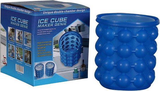 Shop-Story - Eiskübel/Eiswürfelbereiter - Getränkekühler - 2 in 1 Silikoneimer - Blau