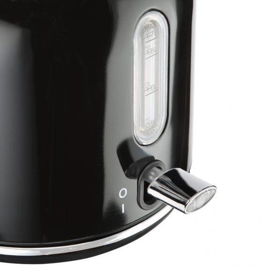 Bourgini Nostalgischer Wasserkocher Deluxe - Schwarz - Retro Design - 1.7L