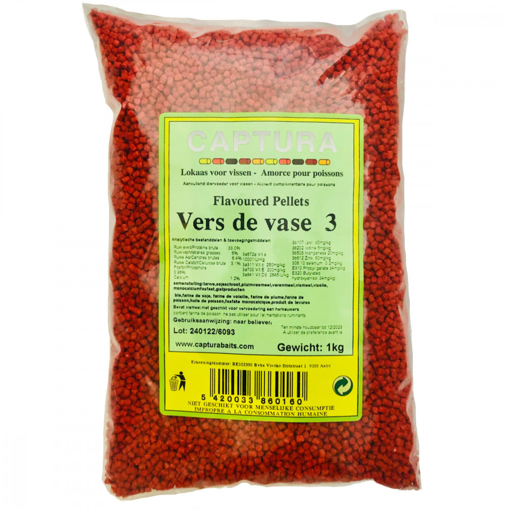 Captura Baits Aromatisierte Pellets – Blutwurm – 6 mm – 1 kg