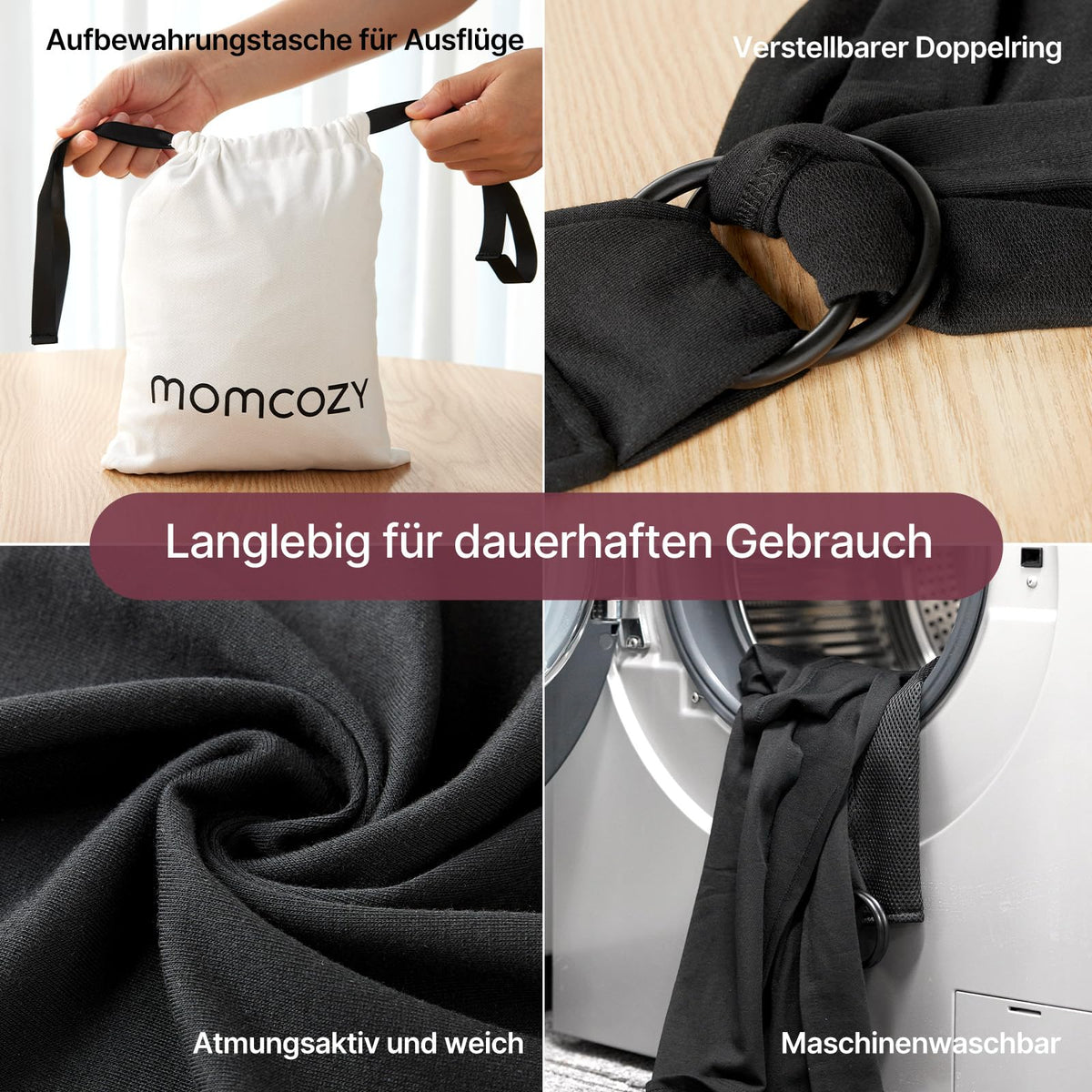 Momcozy BJ001 Babytragetuch – schwarz