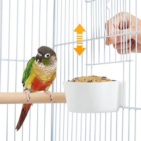 Yaheetech Vogelkäfig für Wellensittiche, Kanarienvögel und Papageien – mit Ständer, Spielzeug und Stauraum – Weiß – 46,5 x 46,5 x 136 cm