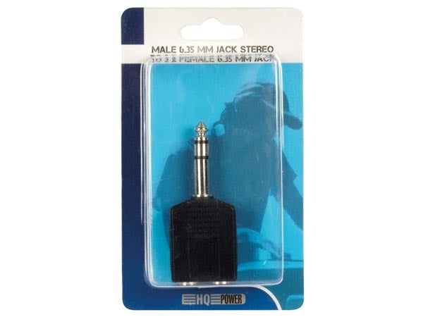 HQ-Power Jack-Anschluss - Klinke 6,35 mm Stecker auf 2 x Klinke 6,35 mm Buchse - Stereo