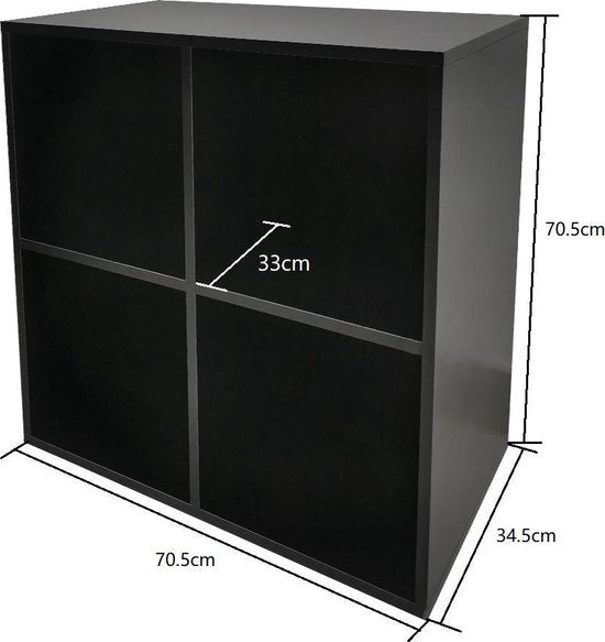 Schallplattenschrank - Aufbewahrung von LP-Schallplatten - Bücherregal - 4 Fächer - schwarz