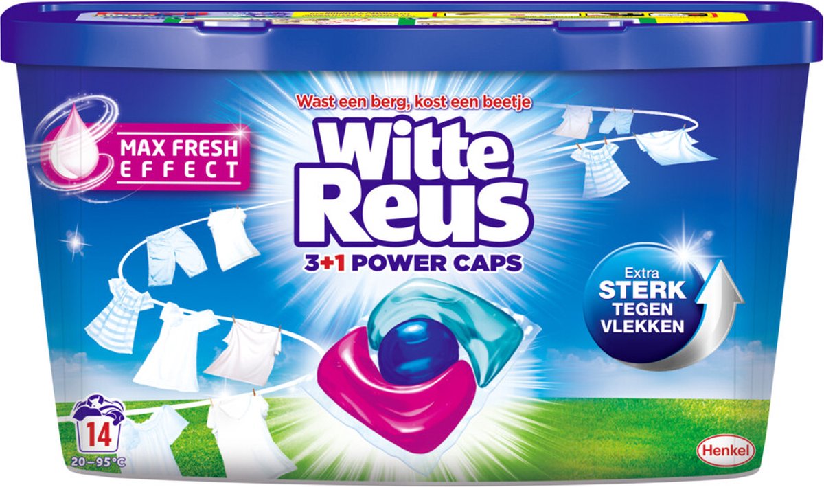 Witte Reus Power Caps Waschmittelkapseln für Weißwäsche – 14 Waschgänge – 14 Kapseln