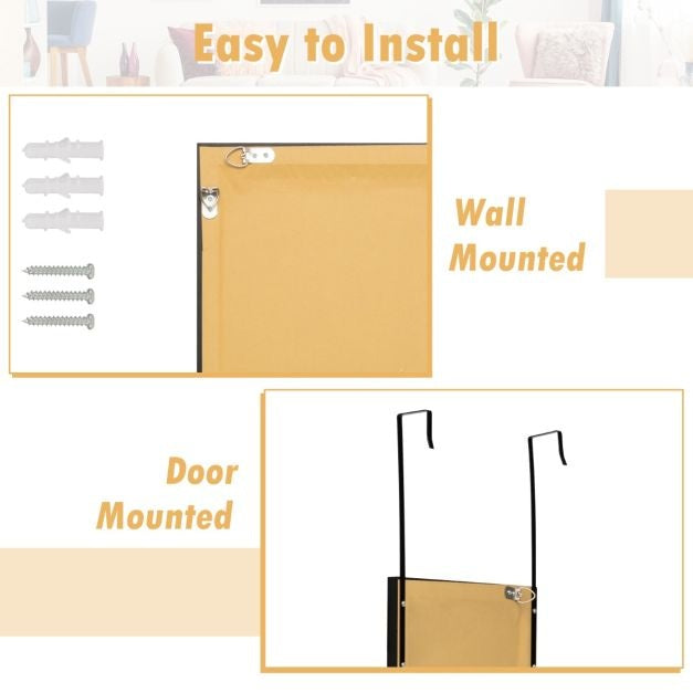 Durchgangsspiegel 120 x 33 cm Türhaken zum Aufhängen an Tür oder Wand Ideal für Schlafzimmer Schwarz