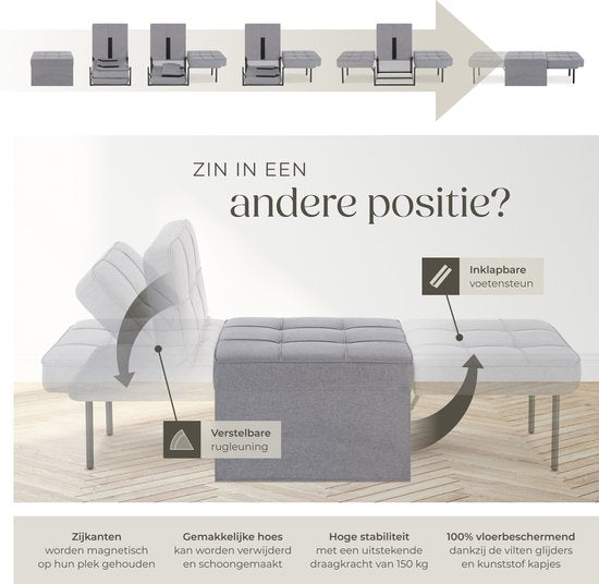 tectake 4-in-1 Komfortabler Schlafsessel mit Schlaffunktion - Sofa, Sessel oder Liege - In 6 Positionen klappbar - Modulares Schlafsofa oder Lesesessel - Für Schlafzimmer, Jugendzimmer oder Wohnzimmer