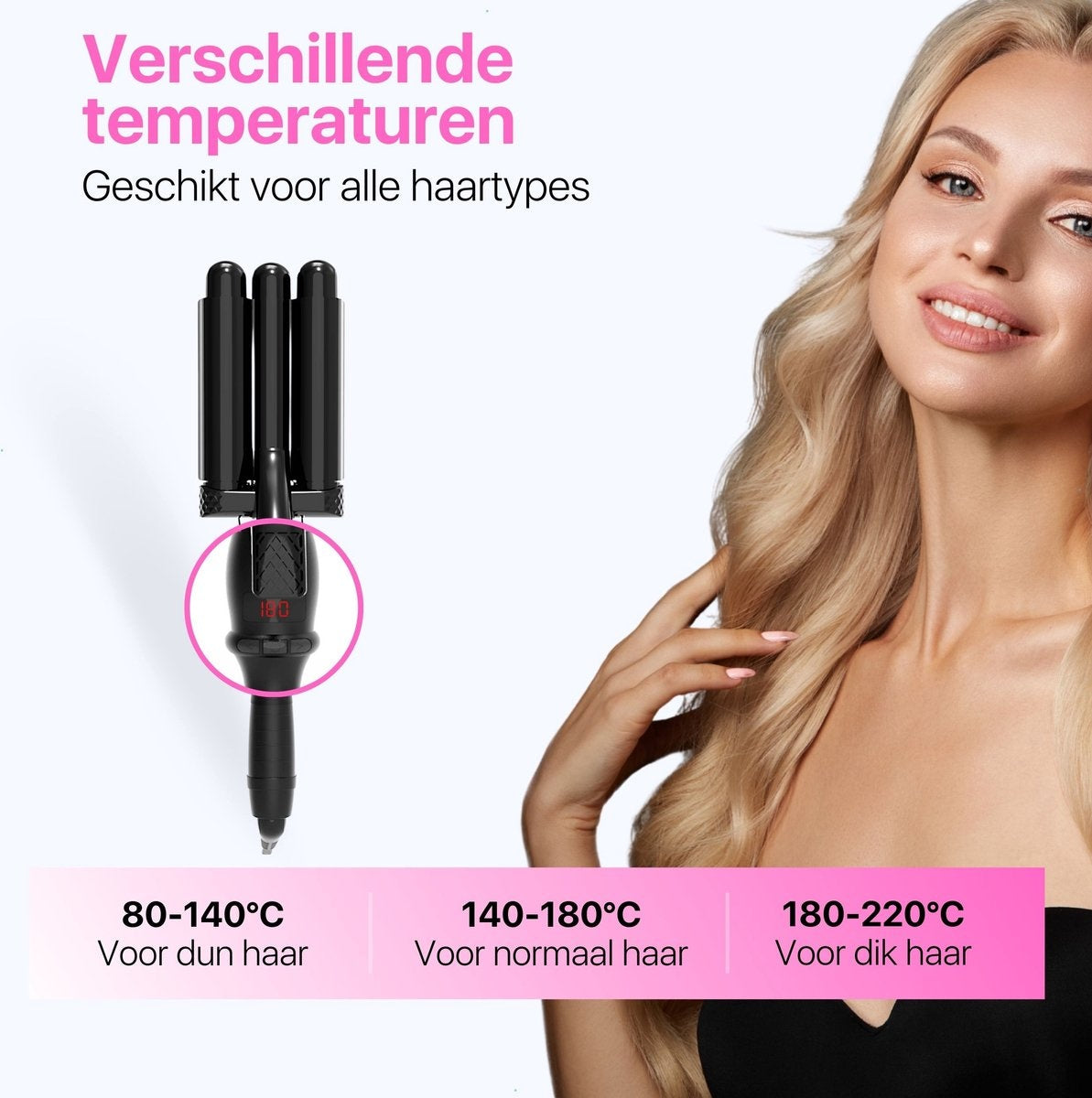 Tenify Waffeleisen - Wellen-Lockenstab - 25mm - Waver - Wellen-Lockenstab - Beach Waves - Geschenk zum Muttertag