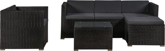Polyrotan Lounge-Set Punta Cana L - Schwarz