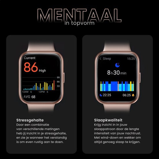 MAOO Maximize Smartwatch - Damen - Volle Klingelfunktion - Herzfrequenzmesser - Schrittzähler - Multisport - Für Android und iOS - Pink