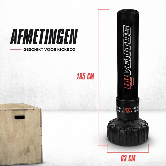Inventus Boxsack Standing - 185 cm - Standing Boxing Pole - mit Wasser / Sand füllen - Boxen und Training - Schwerer Boxsack - Erwachsene - Schwarz