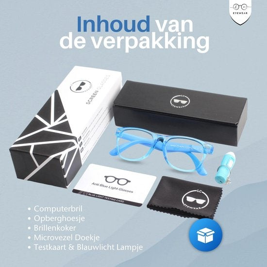 LC Eyewear Computerbrille für Kinder - Blaulichtbrille - Displaybrille - Unisex - Transparent Blau