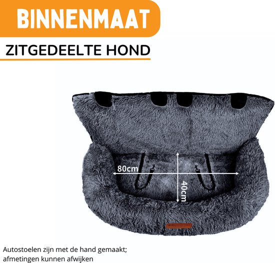 By Cee Cee Autositz Hund Deluxe - Hundekorb Auto mit Sicherheitsgurt - Autokorb Hund - Hundesitz - Autositz - Dunkelgrau - Größe L