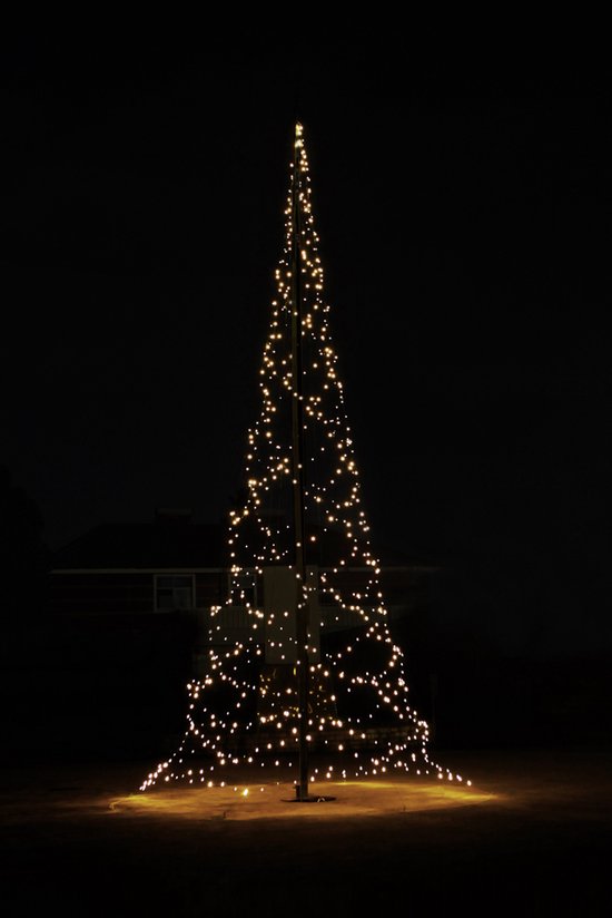 FlinQ Flagpole Weihnachtsbaum 3m Warm White - Licht Weihnachtsbaum - 480LEDS - Weihnachtsbaumbeleuchtung - Weihnachtsbeleuchtung im Freien