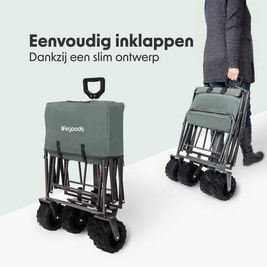 LifeGoods Wagon - faltbar - 80KG Tragfähigkeit - 94L - waschbares Polyester - Grün
