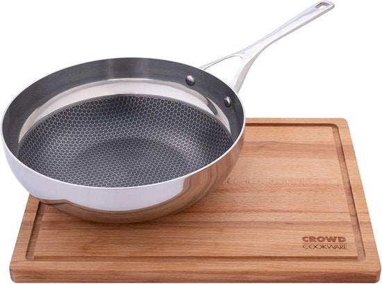 Crowd Cookware - Schneidebrett aus gedämpftem Buchenholz - mit praktischen Griffen - integrierter Rand - 40 x 30 x 2 cm