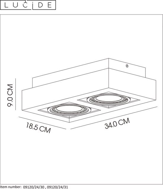 Lucide ZEFIX – Deckenstrahler (Deckenleuchte) – LED „Dim to warm“ – GU10 (ES111) – 2×12 W, 2200 K/3000 K – Schwarz