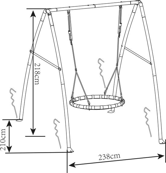 AXI Metall-Nestschaukel in Anthrazit/Creme – Freistehendes Schaukelset mit Rahmen und Nestschaukel Ø 120 cm – Schaukelset für Kinder