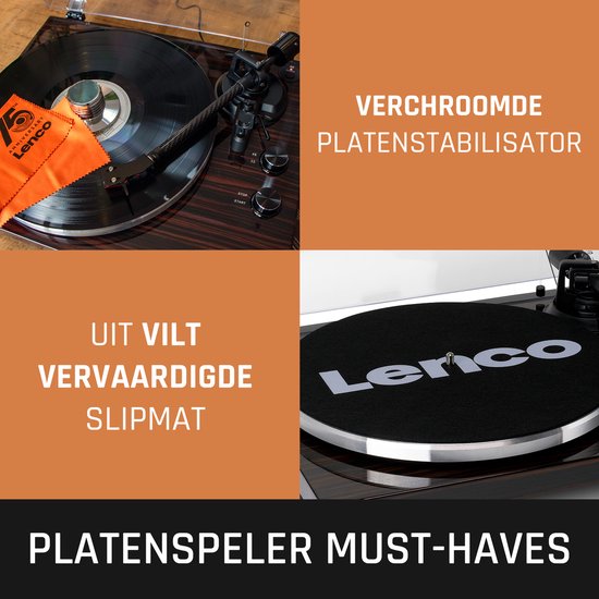 Lenco Plattenspieler mit Bluetooth - Ortofon 2M Red Cartridge und Anpressgewicht - Lenco Expertise Linie - LBT-345WA - Braun