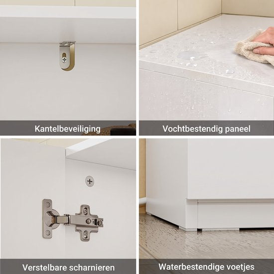 SoBuy BZR240-E-W Badezimmerschrank – 30 x 30 x 180,5 cm – Weiß