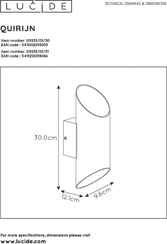 Lucide QUIRIJN – Wandleuchte – Ø 10 cm – 1xG9 – Schwarz