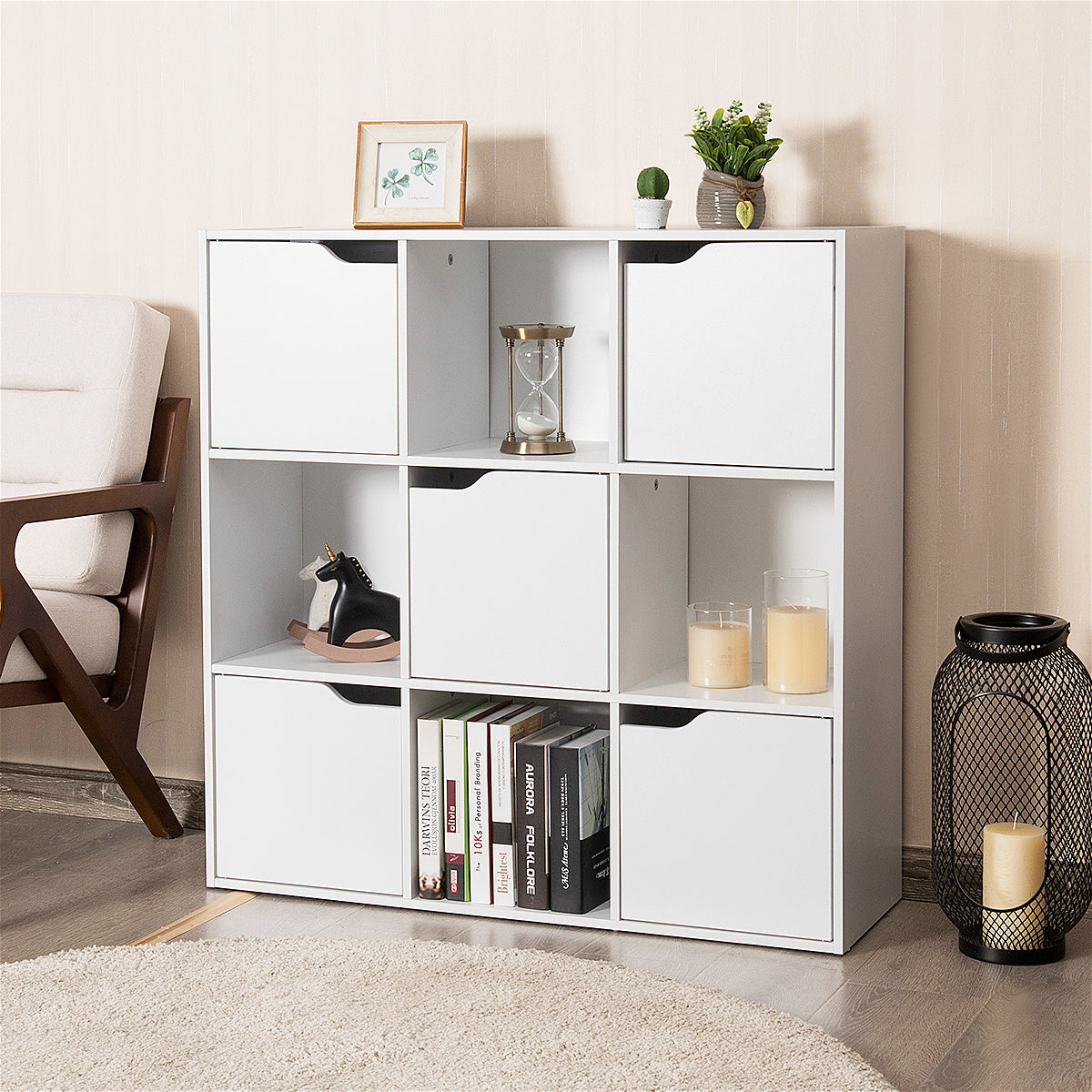 Coast Regal mit 9 Fächern und Türen - Holz - 90 x 29 x 90 cm - Weiß