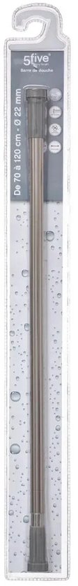 5Five Duschvorhangstange – ausziehbar von 70 bis 120 cm – Edelstahl – silber – Einfache Montage – Klick- und Klemmsystem