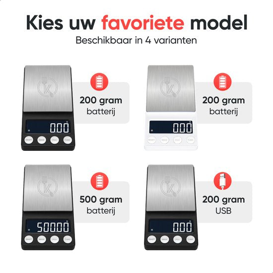 Kitchenwell digitale Mini-Präzisionsküchenwaage - 0,01 bis 200 Gramm - 14,2 x 7,5 cm - Taschenwaage USB aufladbar - Küchenwaage - schwarz