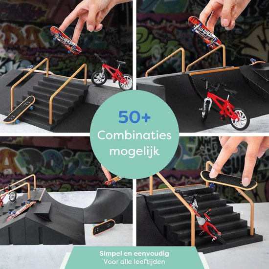 Fingerboard Skatepark - 6 Rampen - 3 Skateboards - 1 BMX - Finger - Tech - Finger Skateboard - Mini - Skate-Rampe - Deck
