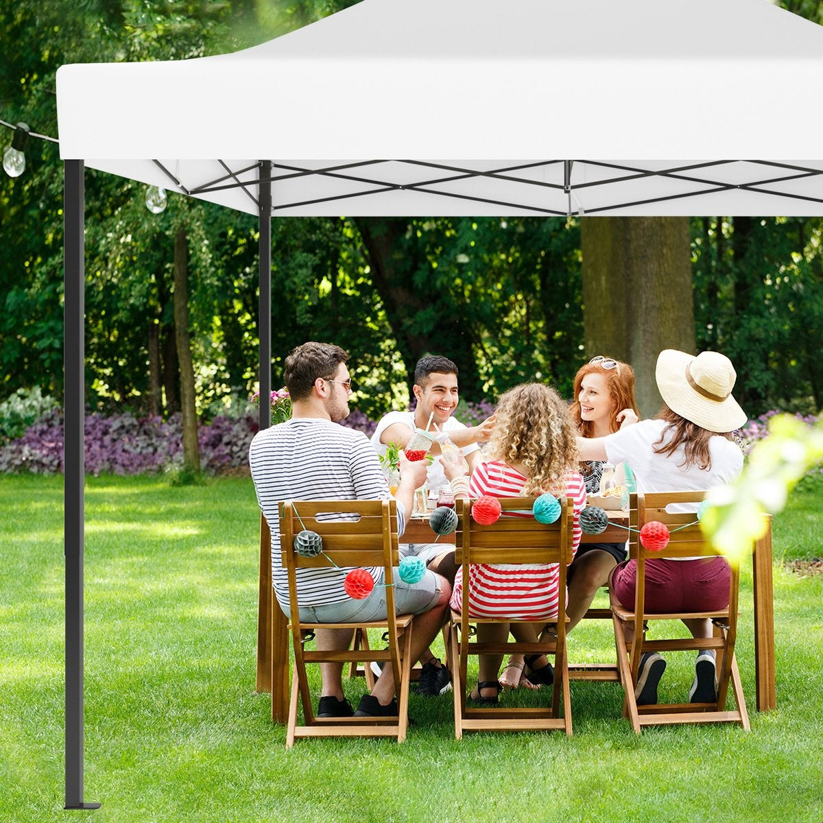 LifeGoods Partyzelt - 3x4,5 m - Leicht aufbaubar - Weiß