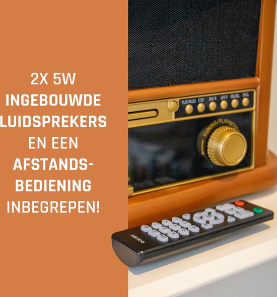 Klassischer Phono-Retro-Schallplattenspieler - Bluetooth - Auto-Stopp - DAB-Radio-CD- und Kassettenspieler - TCD-2571WD - Holz