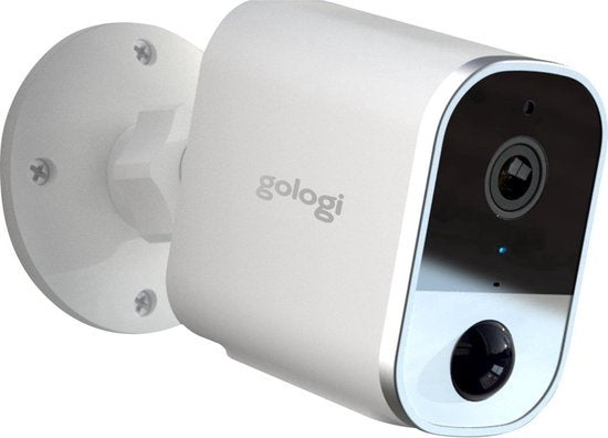 Gologi kabellose Kamera auf Batterie - Sicherheitskamera - Mit Nachtsicht - WiFi-Kamera - Sicherheitskamera - Wiederaufladbar - Niederländischsprachige App - Weiß