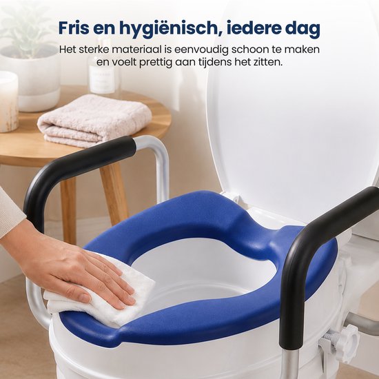 Truesafe Toilettensitzerhöhung 10 cm – Universalgröße – Mit Armlehne und Deckel – Erhöhter Toilettensitz – Ergonomisches Sitzkissen – Sitzerhöhung für Erwachsene und Senioren