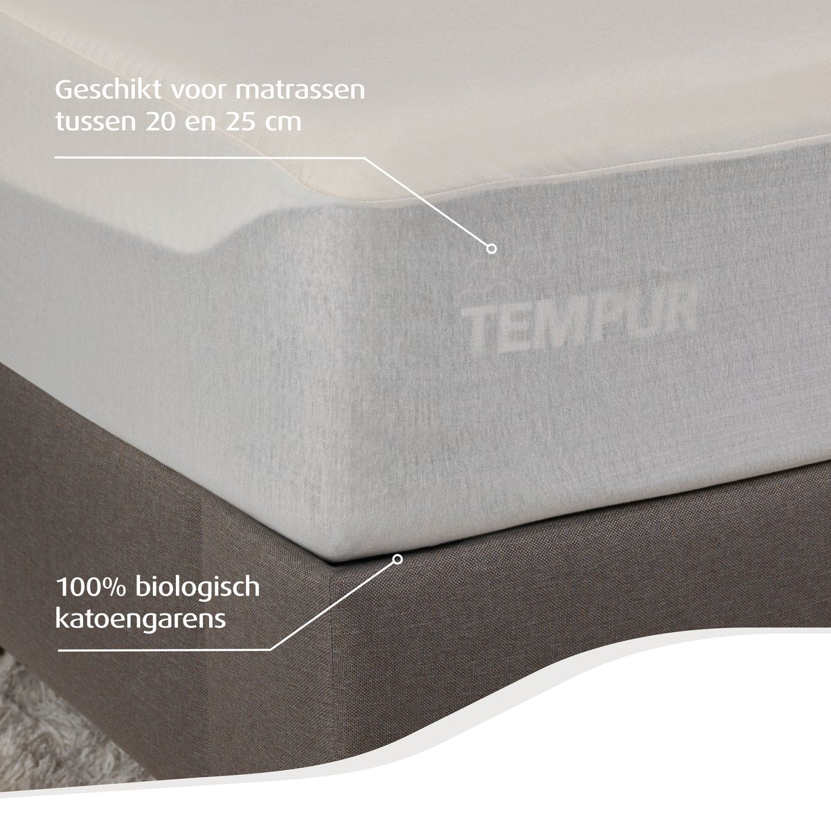 Home by TEMPUR® Matratzenschoner – Bio-Baumwolle – Natur – 80 x 200 x 25 cm – Wasserdicht – Wärmeregulierend – Anti-allergie