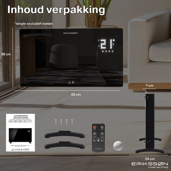 Erikssøn Elektroherd - 1500W Heizleistung - Schwarz